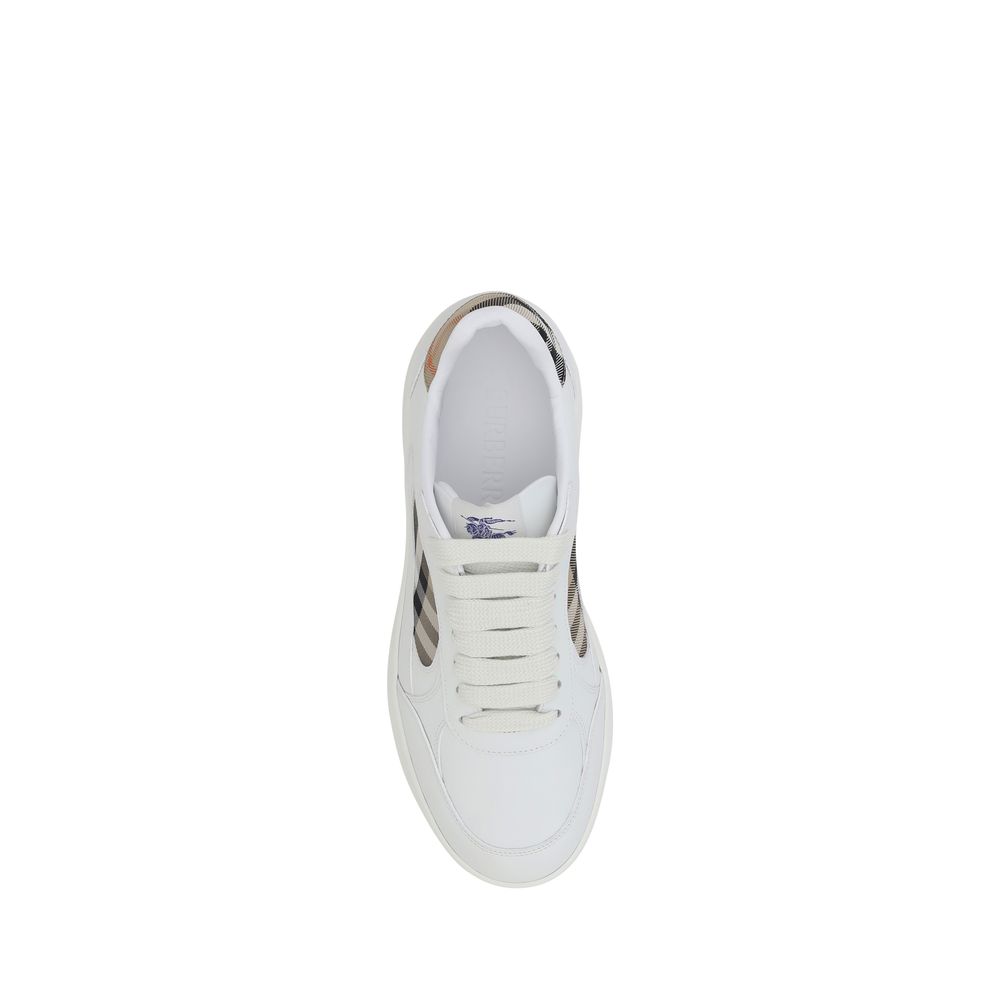 Burberry White Calf Leather Bos Taurus Low Top Sneakers - immagine 4