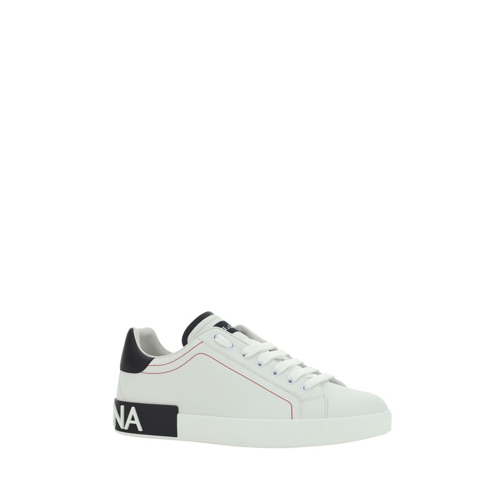 Dolce & Gabbana White Calf Leather Bos Taurus Low Top Sneakers - immagine 2