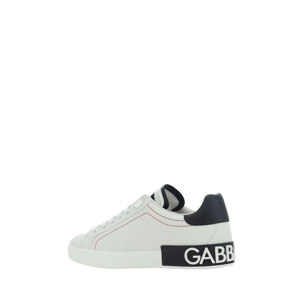 Dolce & Gabbana White Calf Leather Bos Taurus Low Top Sneakers - immagine 3