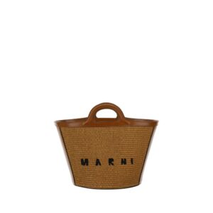 Marni Brown Cotton Shoulder Bag