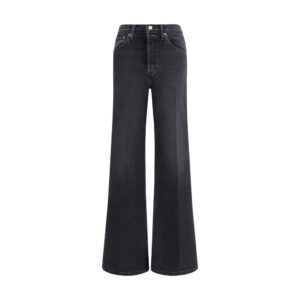 RE/DONE Black Cotton Flared Jeans