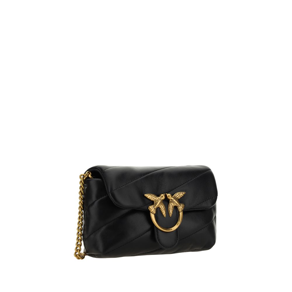 PINKO Black Calf Leather Bos Taurus Shoulder Bag - immagine 2