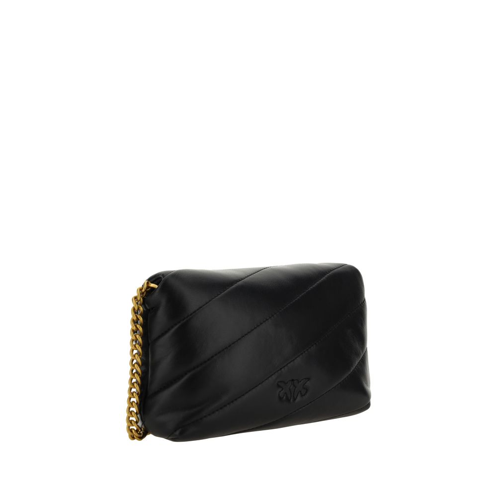 PINKO Black Calf Leather Bos Taurus Shoulder Bag - immagine 3