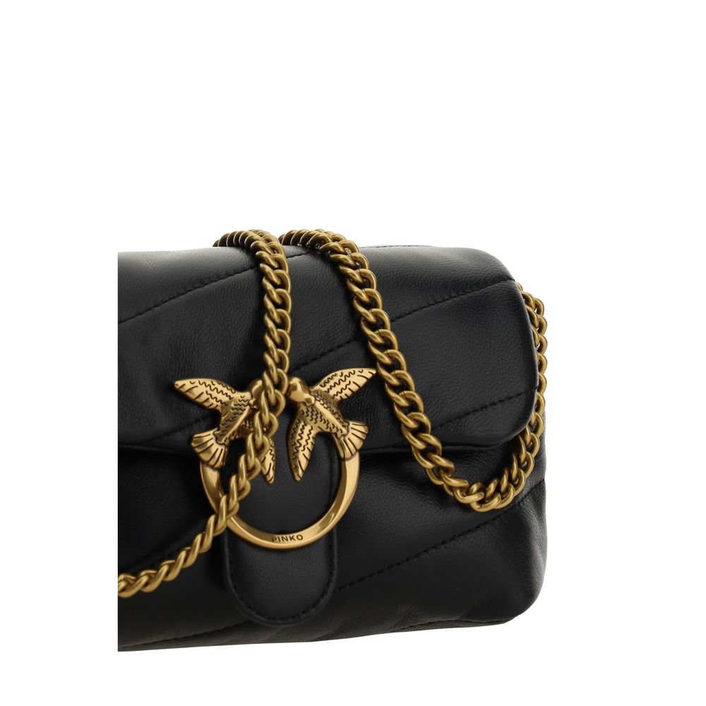PINKO Black Calf Leather Bos Taurus Shoulder Bag - immagine 4
