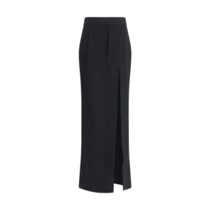 Alessandra Rich Black Wool Long Skirt