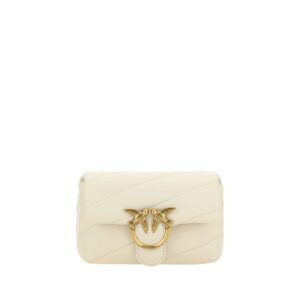 PINKO White Calf Leather Bos Taurus Shoulder Bag