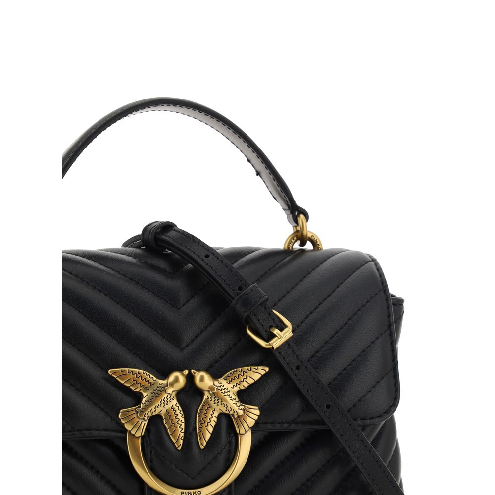 PINKO Black Calf Leather Bos Taurus Handbag - immagine 4