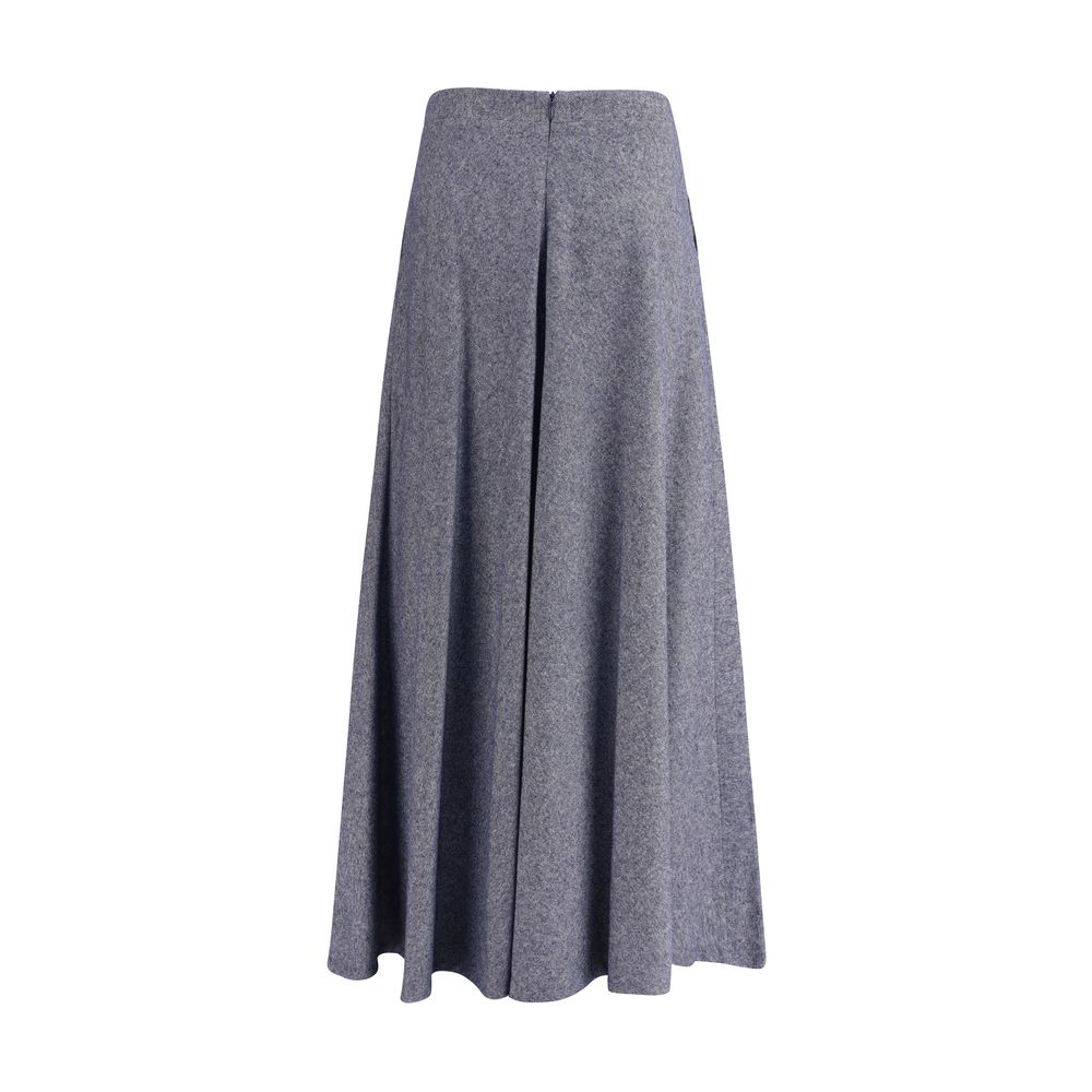 Sara Roka Blue Cotton Midi Skirt - immagine 2