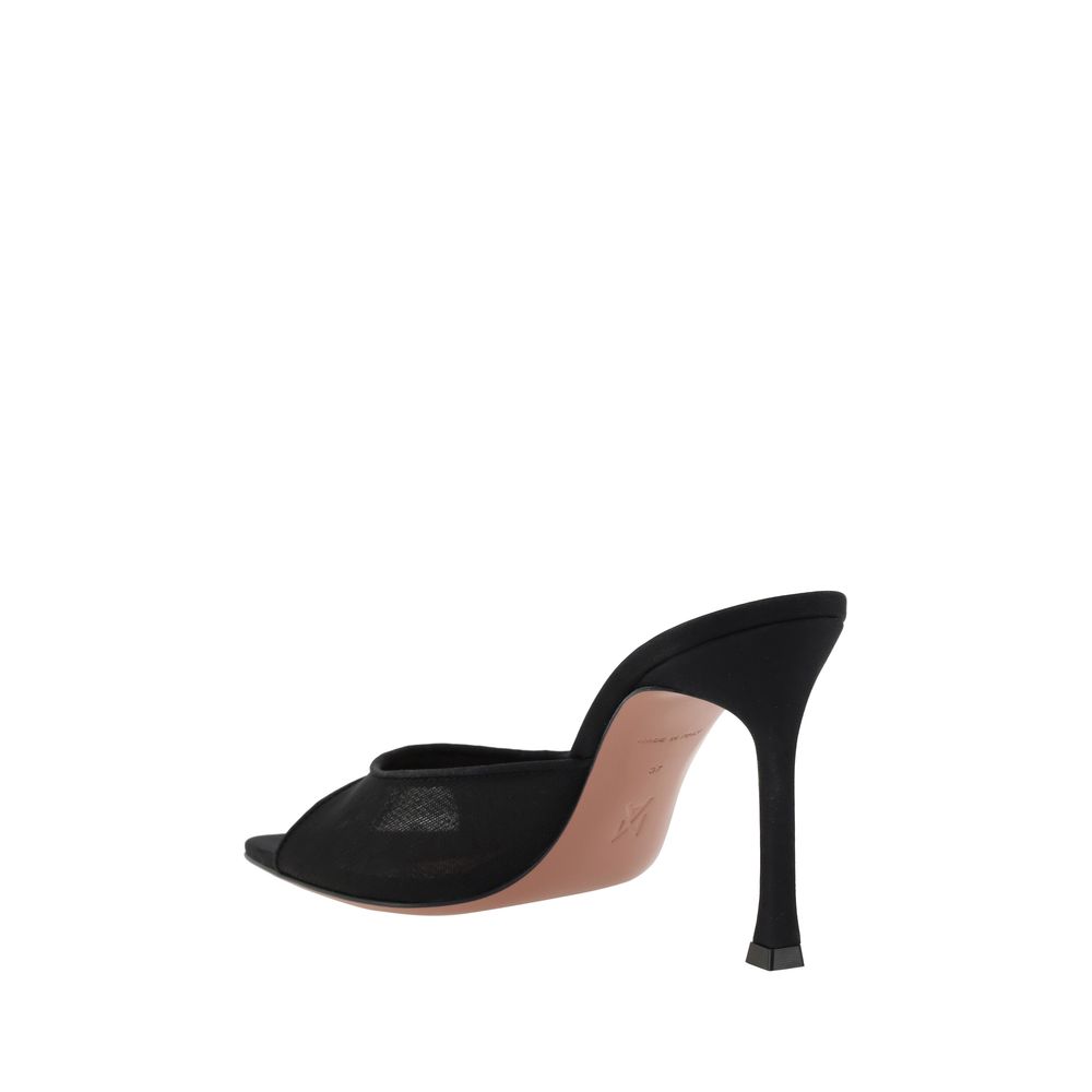 Amina Muaddi Black Nylon Stiletto Heel Sandals - immagine 3