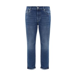 Brunello Cucinelli Blue Cotton Straight-Leg Jeans
