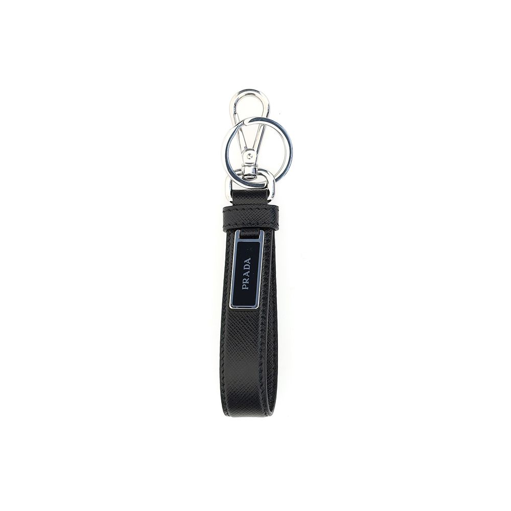 Prada Black Stainless Steel Keychain - immagine 2