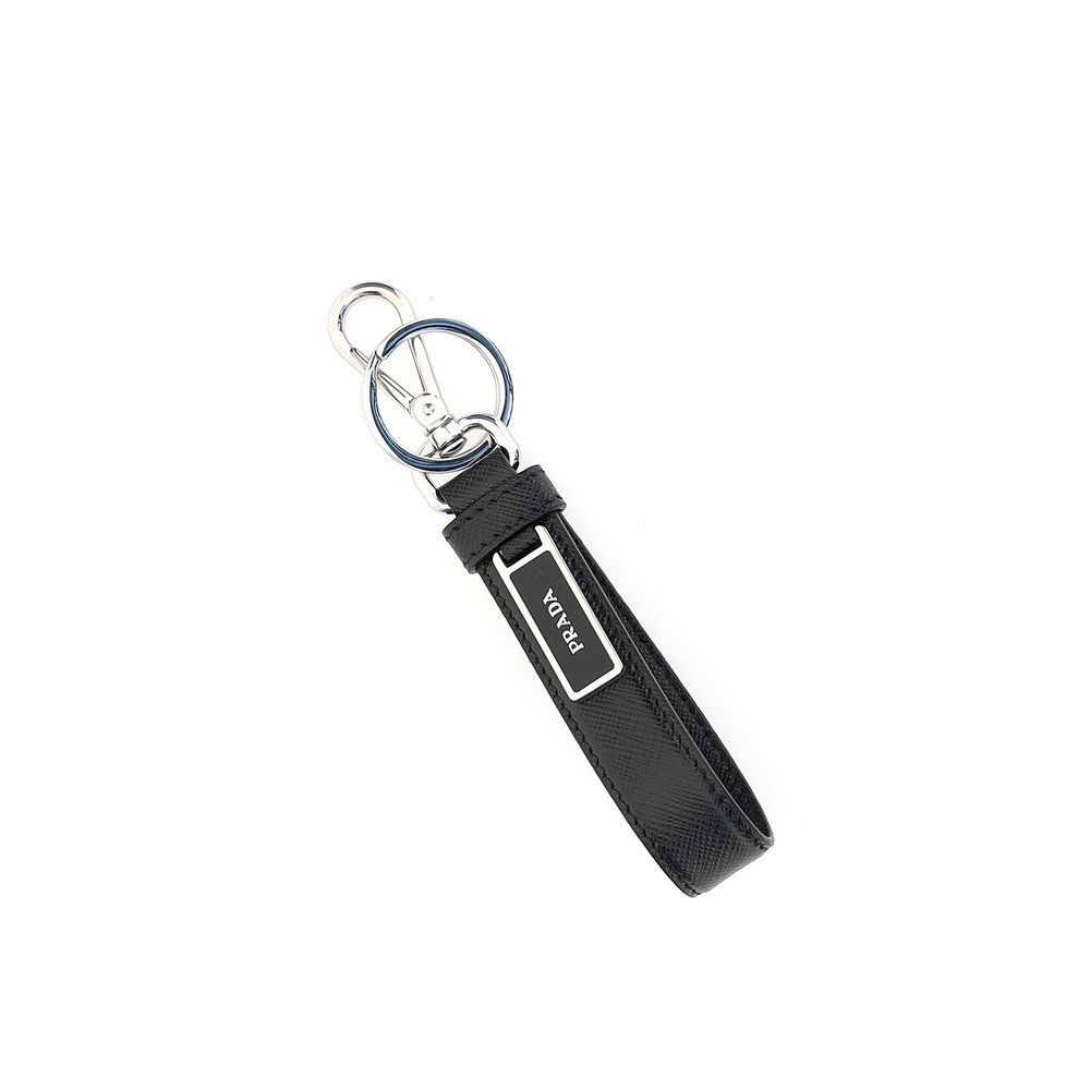Prada Black Stainless Steel Keychain - immagine 3
