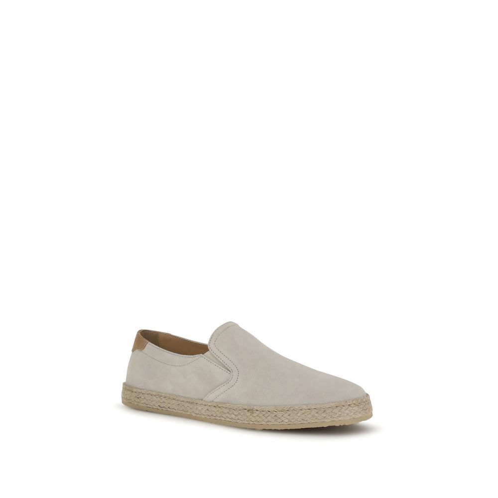 Brunello Cucinelli Gray Calf Leather Bos Taurus Low Top Sneakers - immagine 2