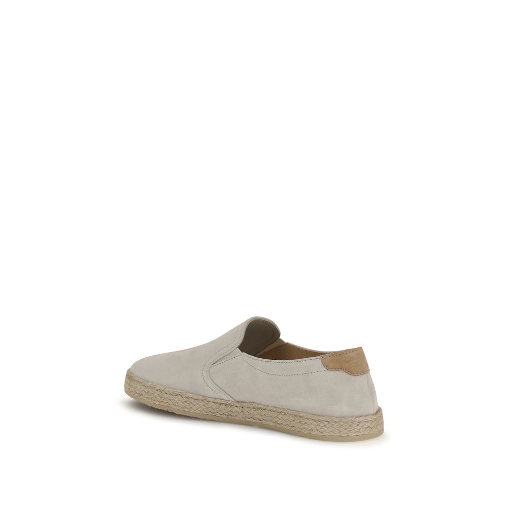 Brunello Cucinelli Gray Calf Leather Bos Taurus Low Top Sneakers - immagine 3