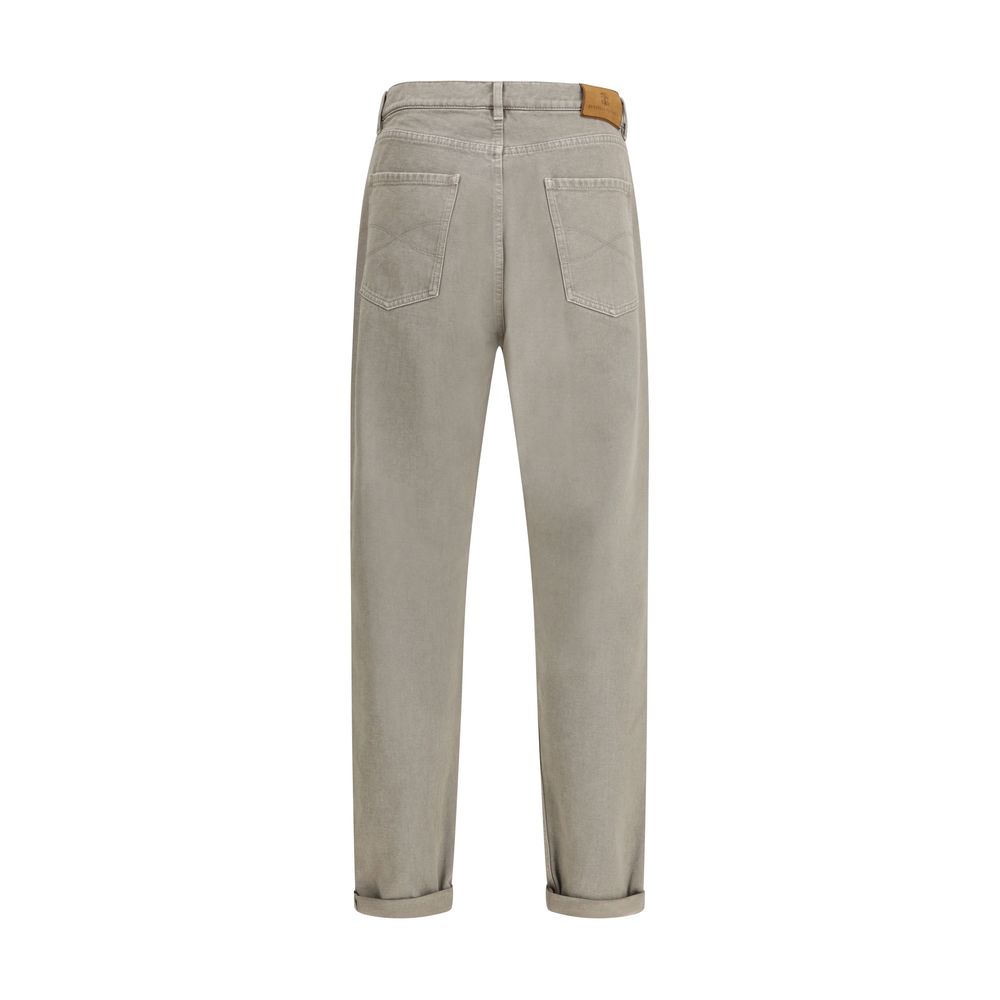 Brunello Cucinelli Bicolor Cotton Straight-Leg Jeans - immagine 2