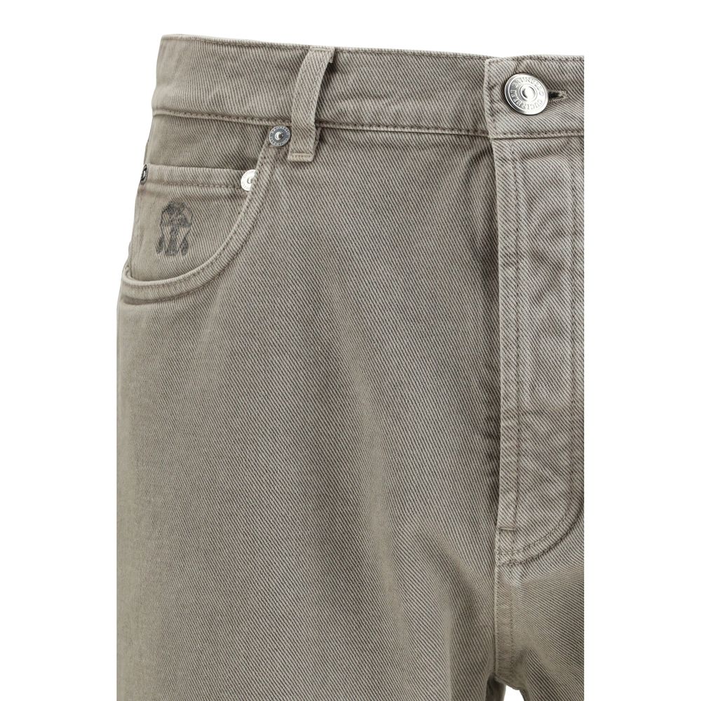 Brunello Cucinelli Bicolor Cotton Straight-Leg Jeans - immagine 3