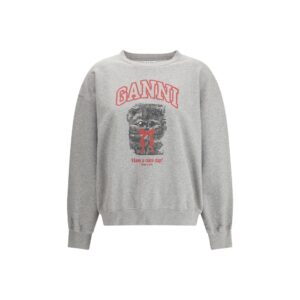 Ganni Gray Cotton Sweatshirt