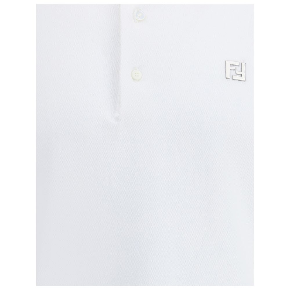 Fendi White Cotton Polo Shirt - immagine 3