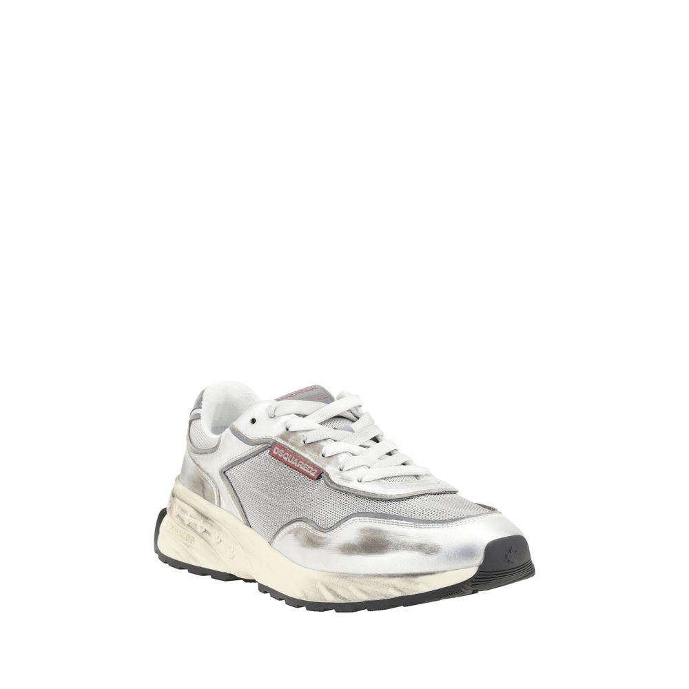 Dsquared² White Calf Leather Bos Taurus Athletic Sneakers - immagine 2