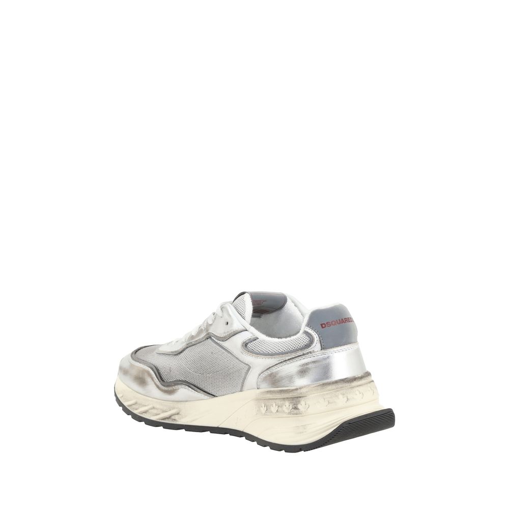 Dsquared² White Calf Leather Bos Taurus Athletic Sneakers - immagine 3