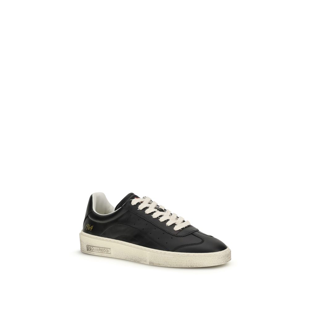 Dsquared² Black Calf Leather Bos Taurus Low Top Sneakers - immagine 2
