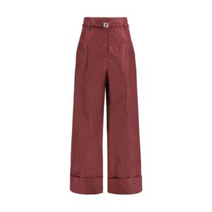 Fendi Bordeaux Silk Casual Pants