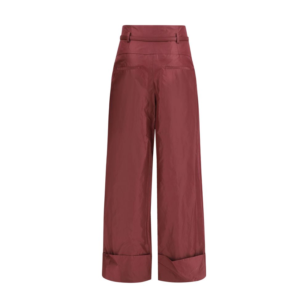 Fendi Bordeaux Silk Casual Pants - immagine 2