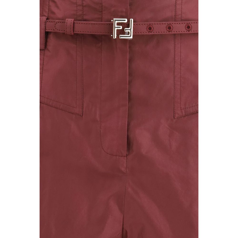 Fendi Bordeaux Silk Casual Pants - immagine 3