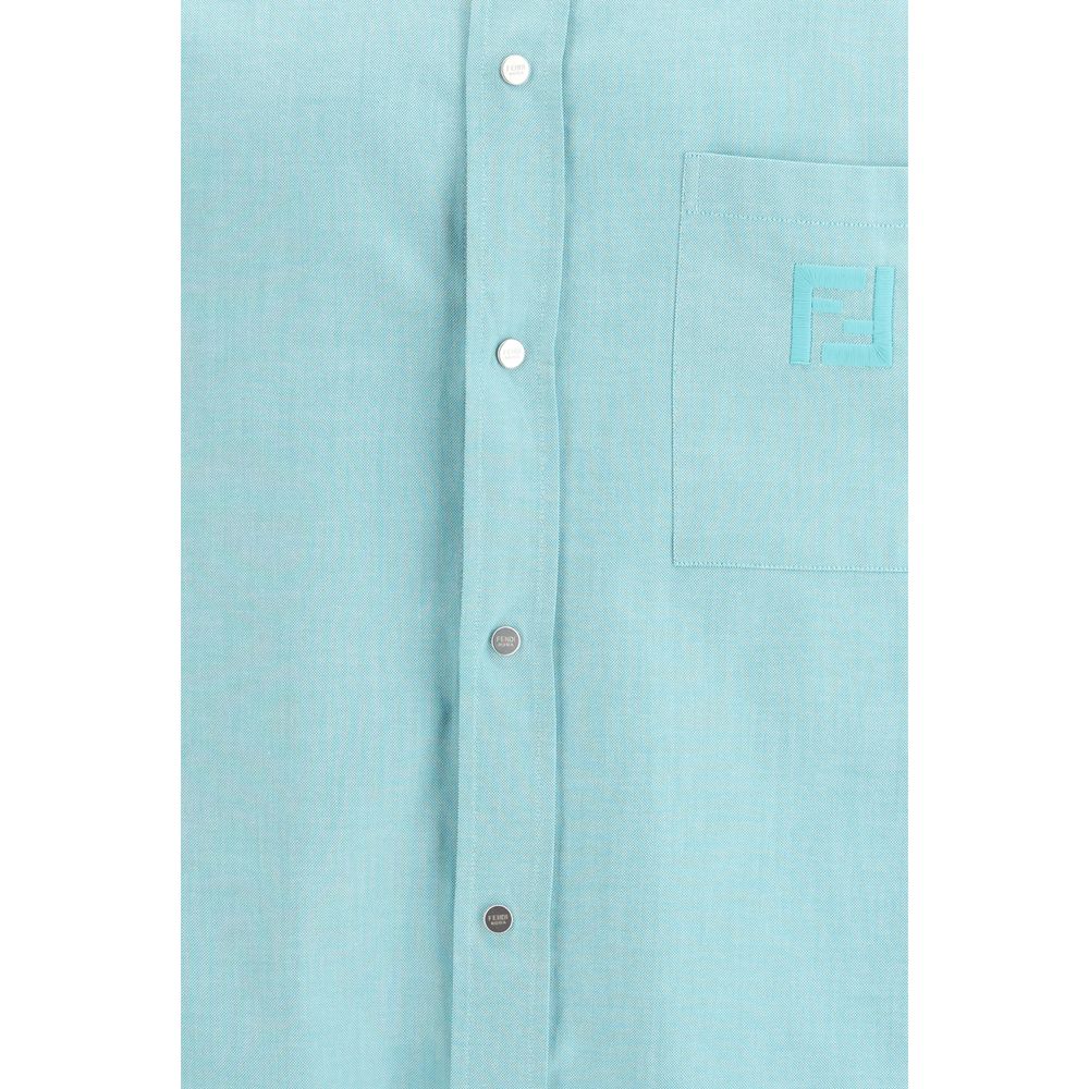 Fendi Blue Cotton Dress Shirt - immagine 3