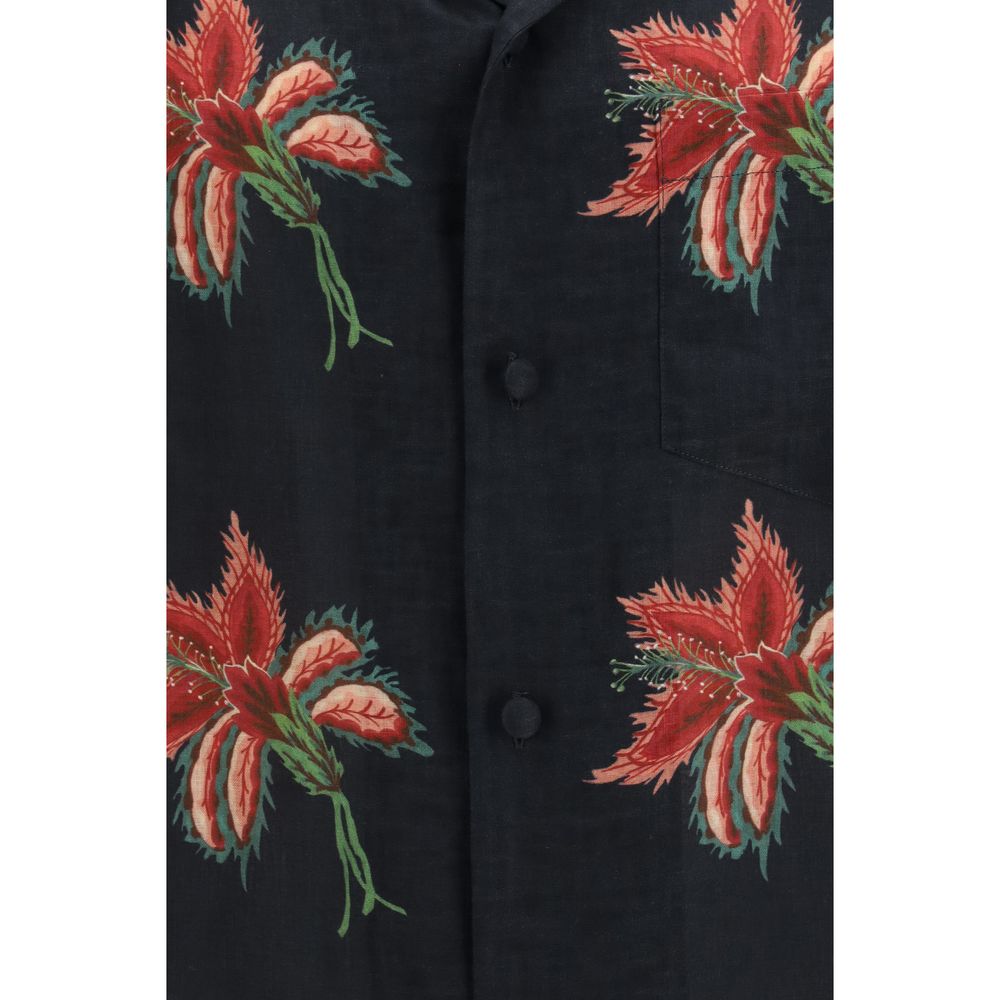 Valentino Garavani Black Linen Pattern Shirt - immagine 3