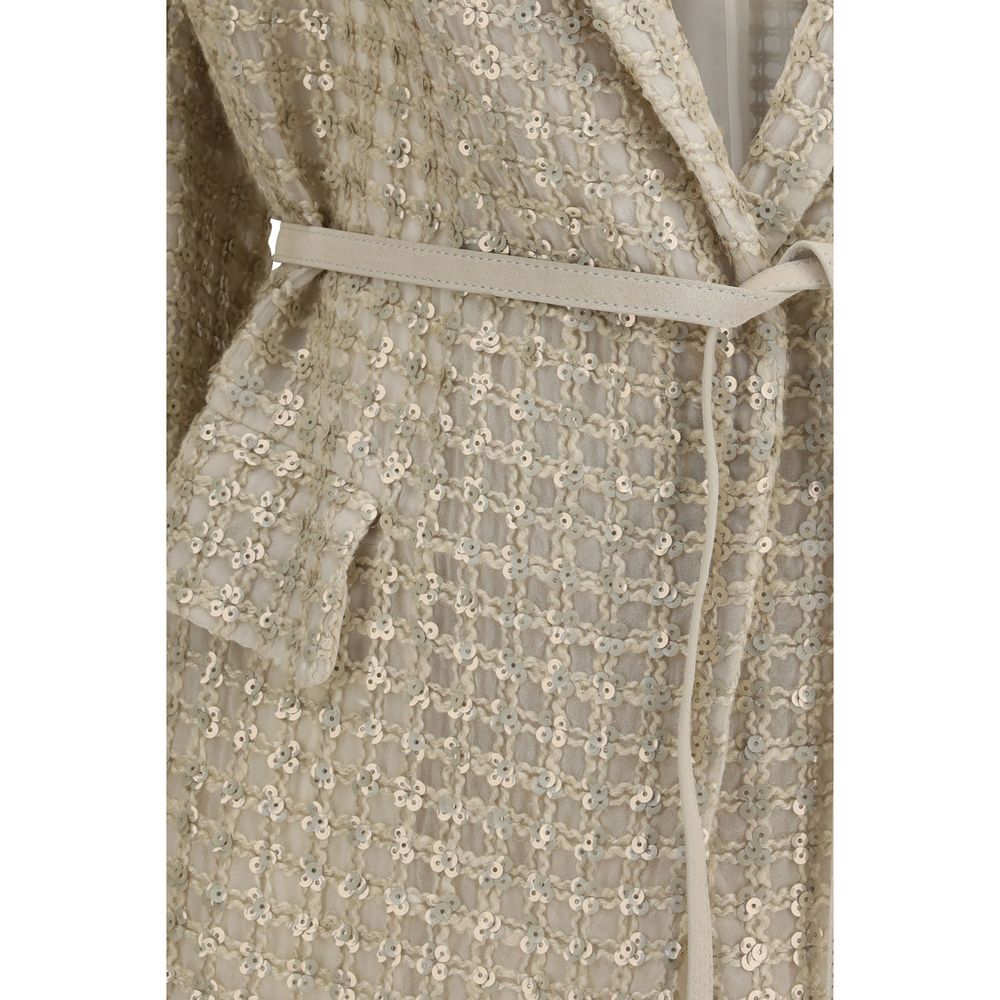 Brunello Cucinelli Beige Silk Coat - immagine 3
