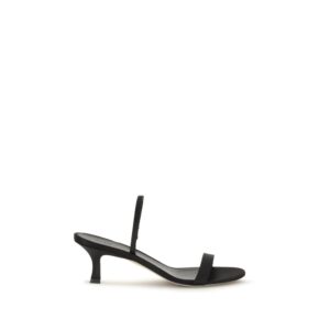 The Row Black Calf Leather Bos Taurus Strap-On Sandals