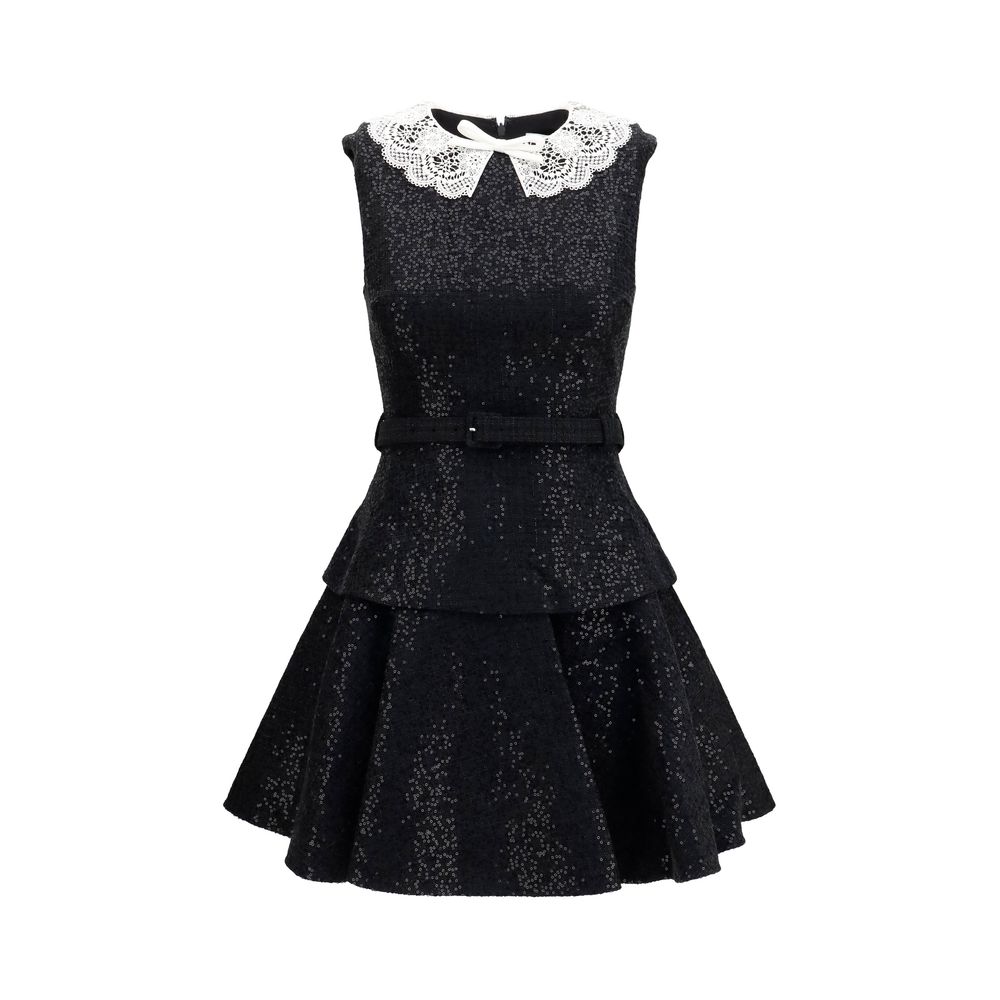 Self-Portrait Black Polyester Casual Dress