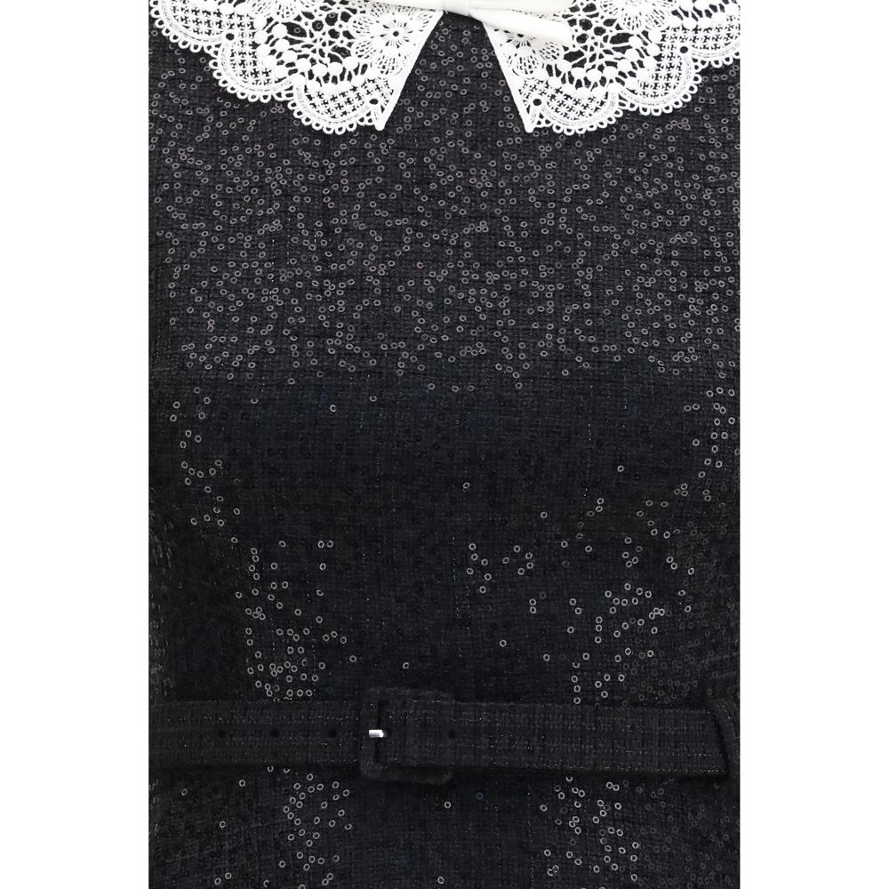 Self-Portrait Black Polyester Casual Dress - immagine 3