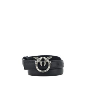 PINKO Black Calf Leather Bos Taurus Regular Belt
