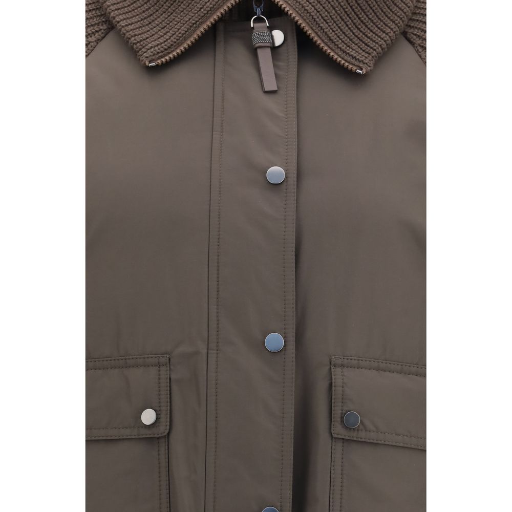 Brunello Cucinelli Brown Polyester Full-Length Jacket - immagine 3
