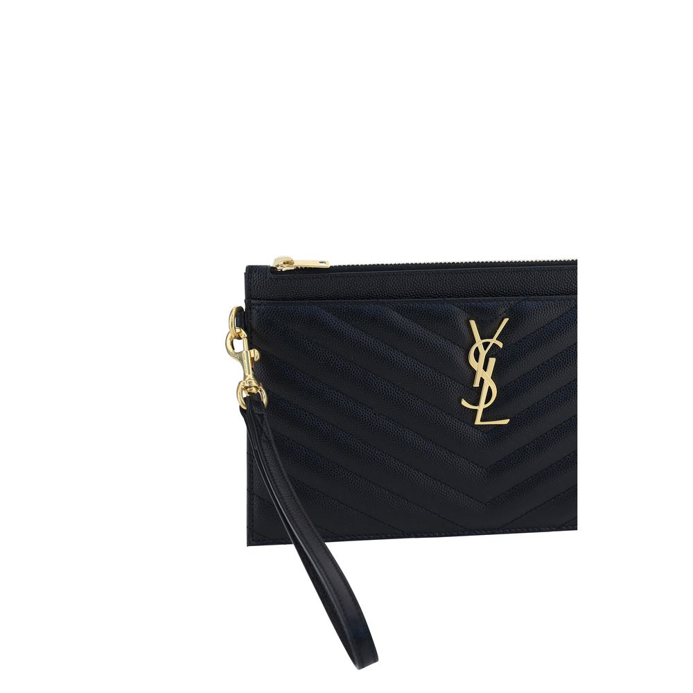 Saint Laurent Black Calf Leather Bos Taurus Clutch Bag - immagine 3