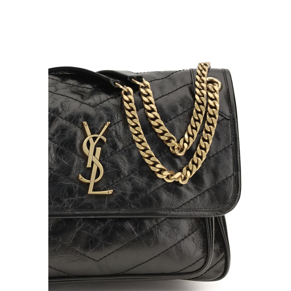 Saint Laurent Black Calf Leather Bos Taurus Shoulder Bag - immagine 4