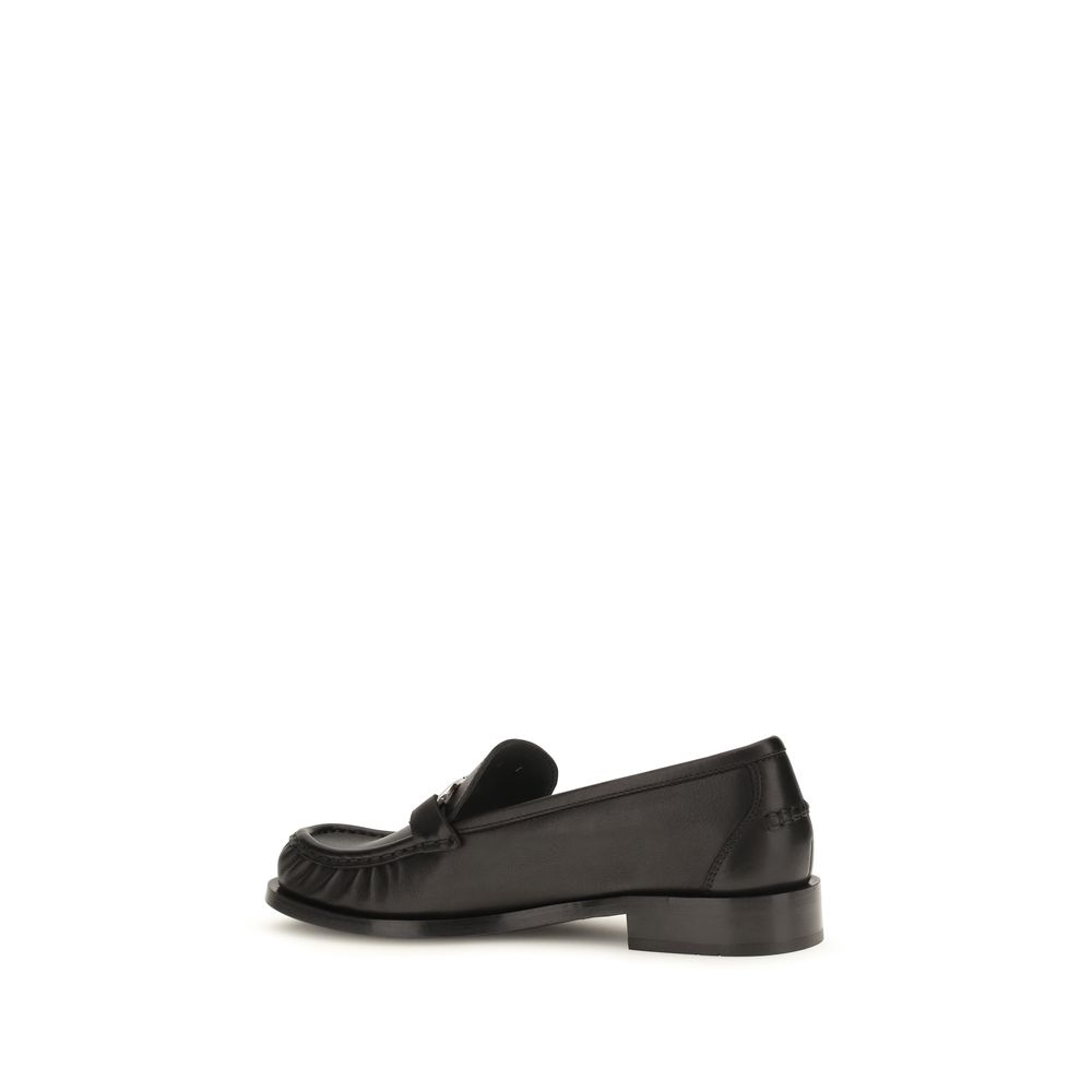 Ferragamo Black Calf Leather Bos Taurus Slip-On Loafers - immagine 3