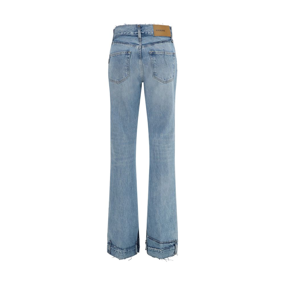 Haikure Blue Cotton Flared Jeans - immagine 2
