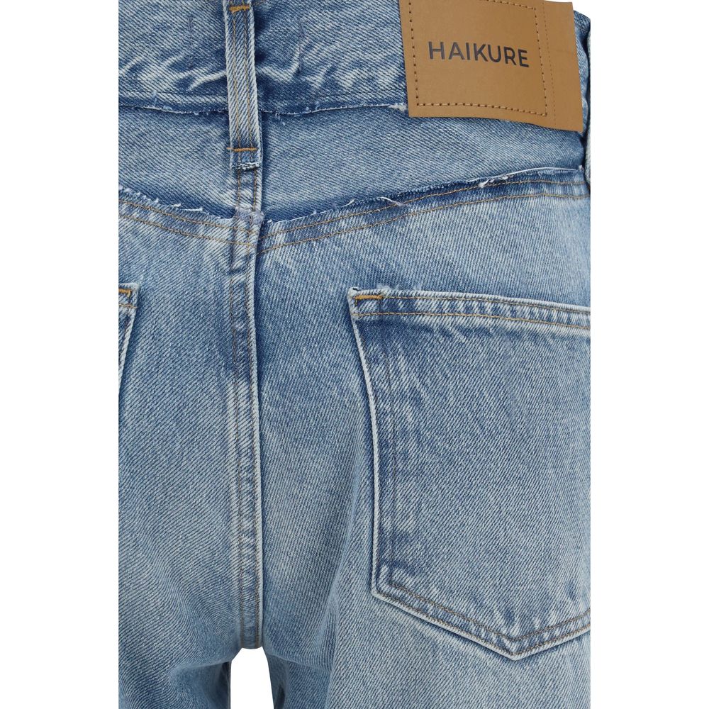 Haikure Blue Cotton Flared Jeans - immagine 3