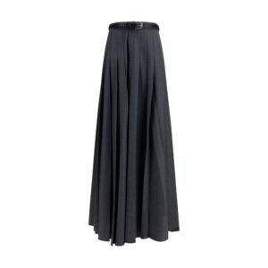 Self-Portrait Gray Polyester Long Skirt