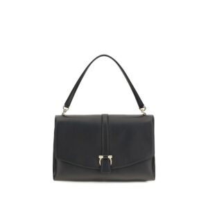 Ferragamo Black Calf Leather Bos Taurus Shoulder Bag