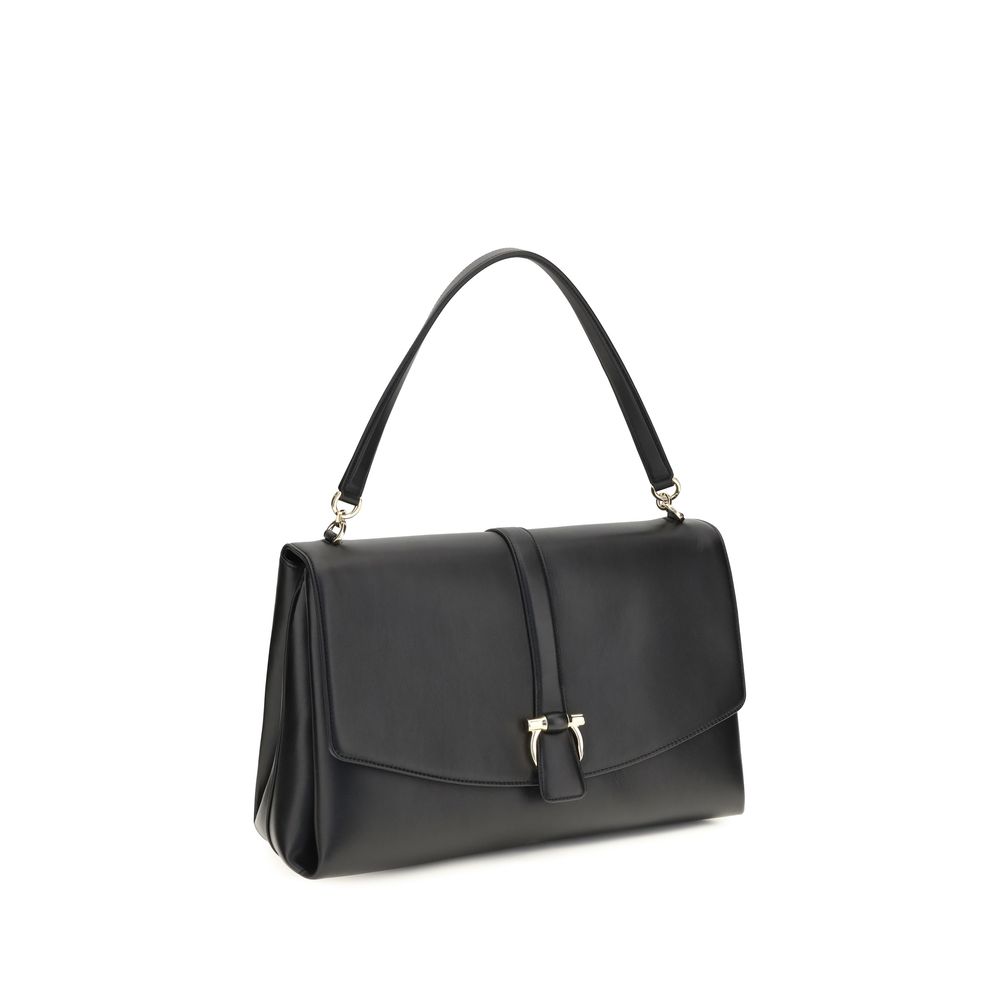 Ferragamo Black Calf Leather Bos Taurus Shoulder Bag - immagine 2