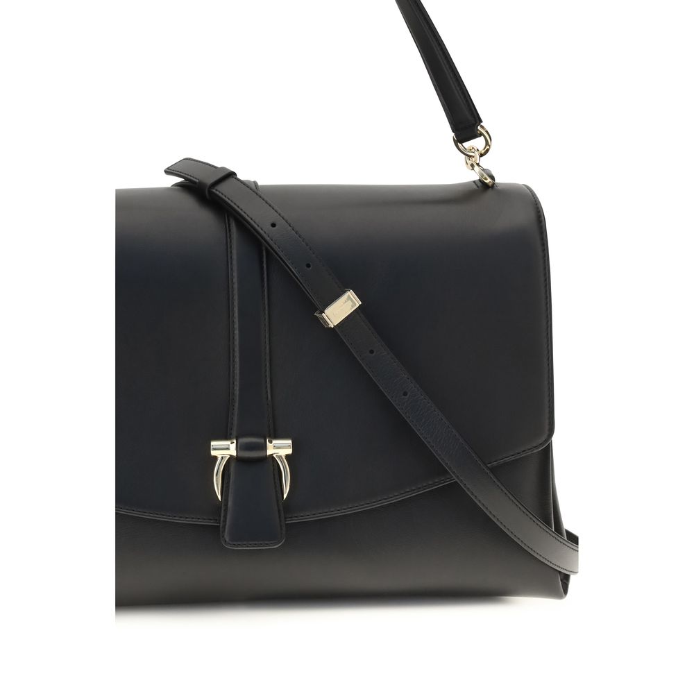 Ferragamo Black Calf Leather Bos Taurus Shoulder Bag - immagine 4