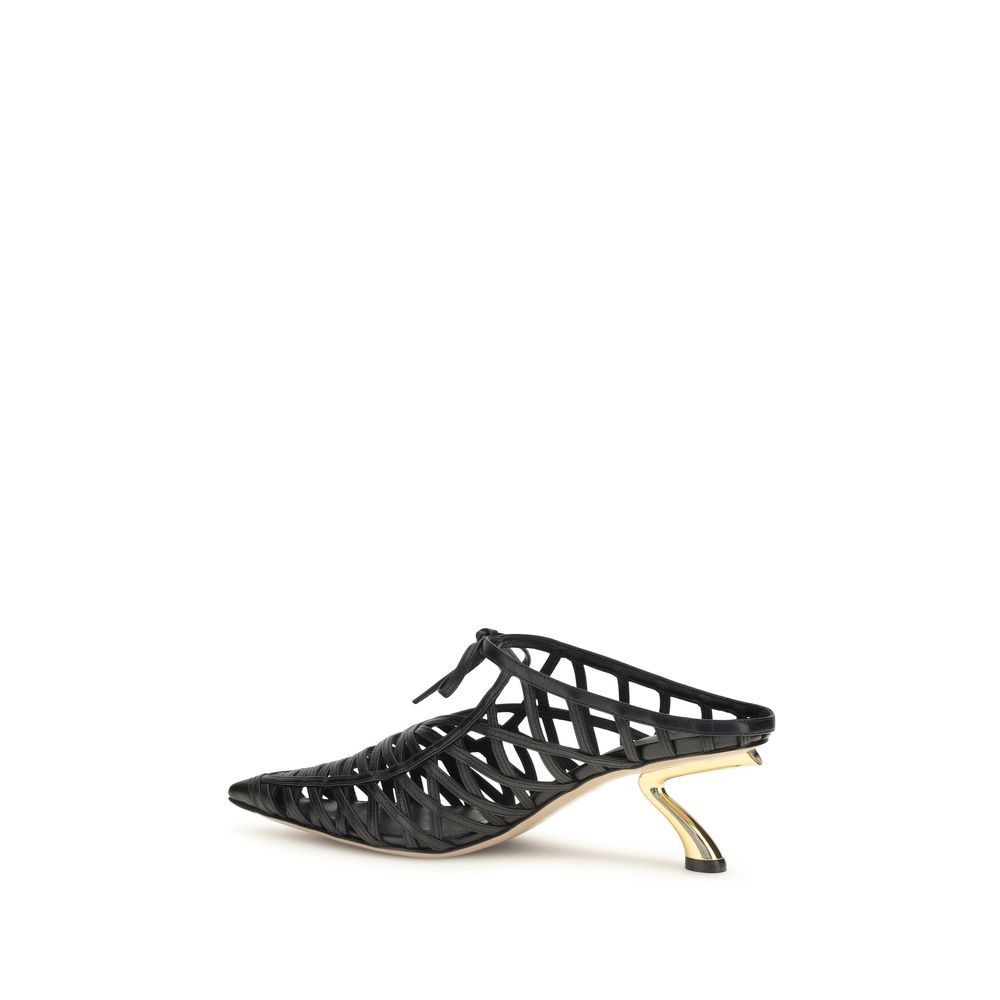 Ferragamo Black Calf Leather Bos Taurus Mules - immagine 3