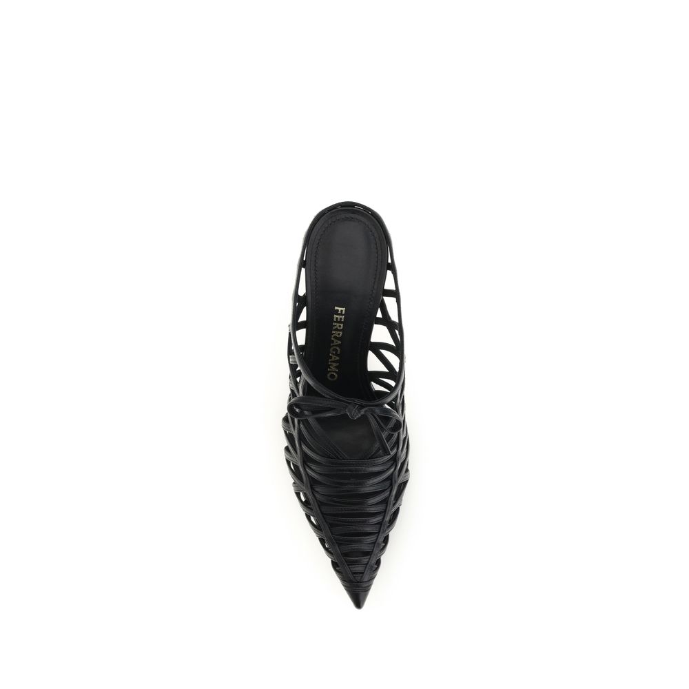 Ferragamo Black Calf Leather Bos Taurus Mules - immagine 4