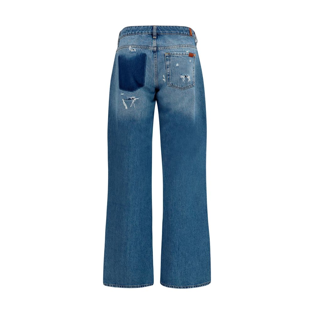 7FOR Blue Cotton Straight-Leg Jeans - immagine 2