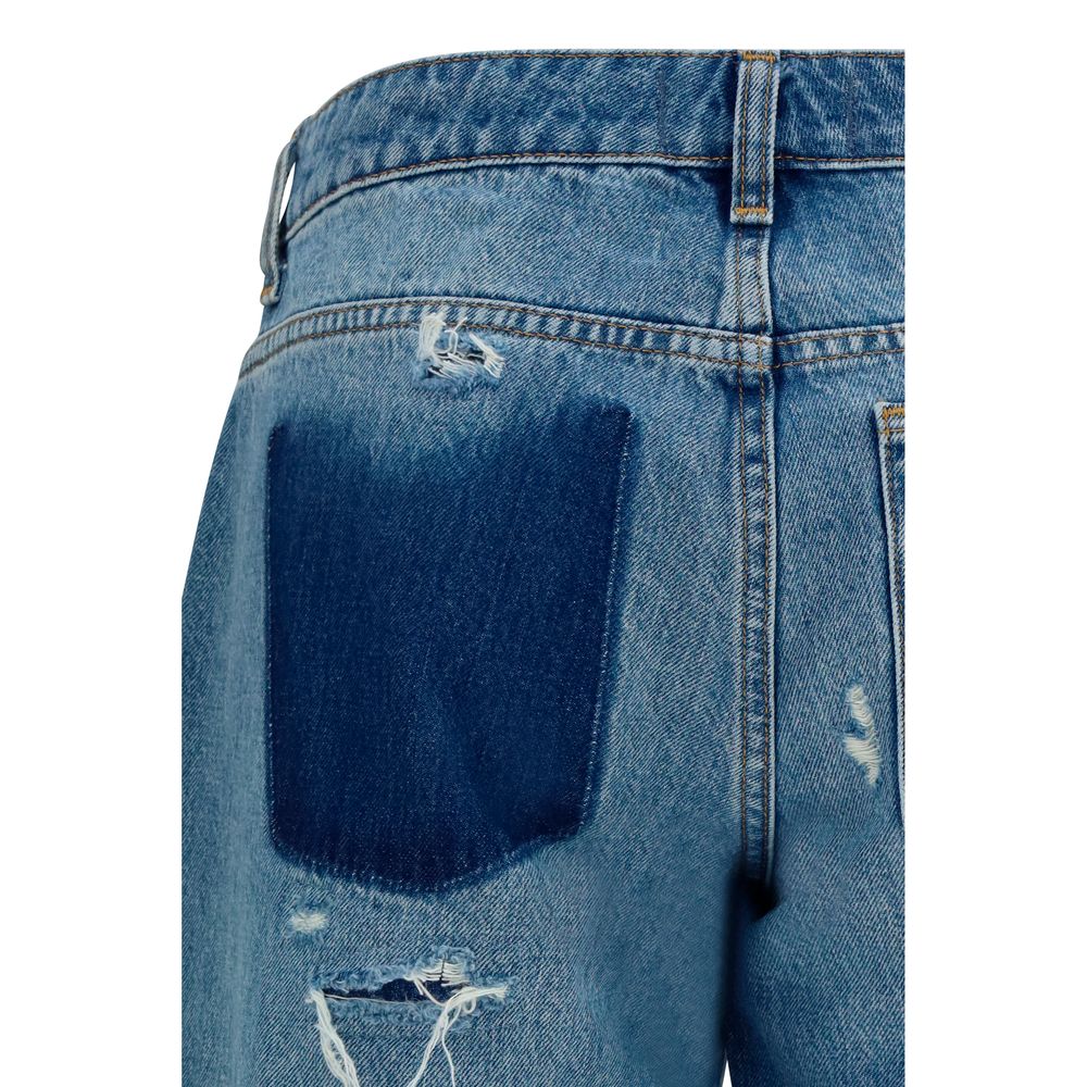 7FOR Blue Cotton Straight-Leg Jeans - immagine 3
