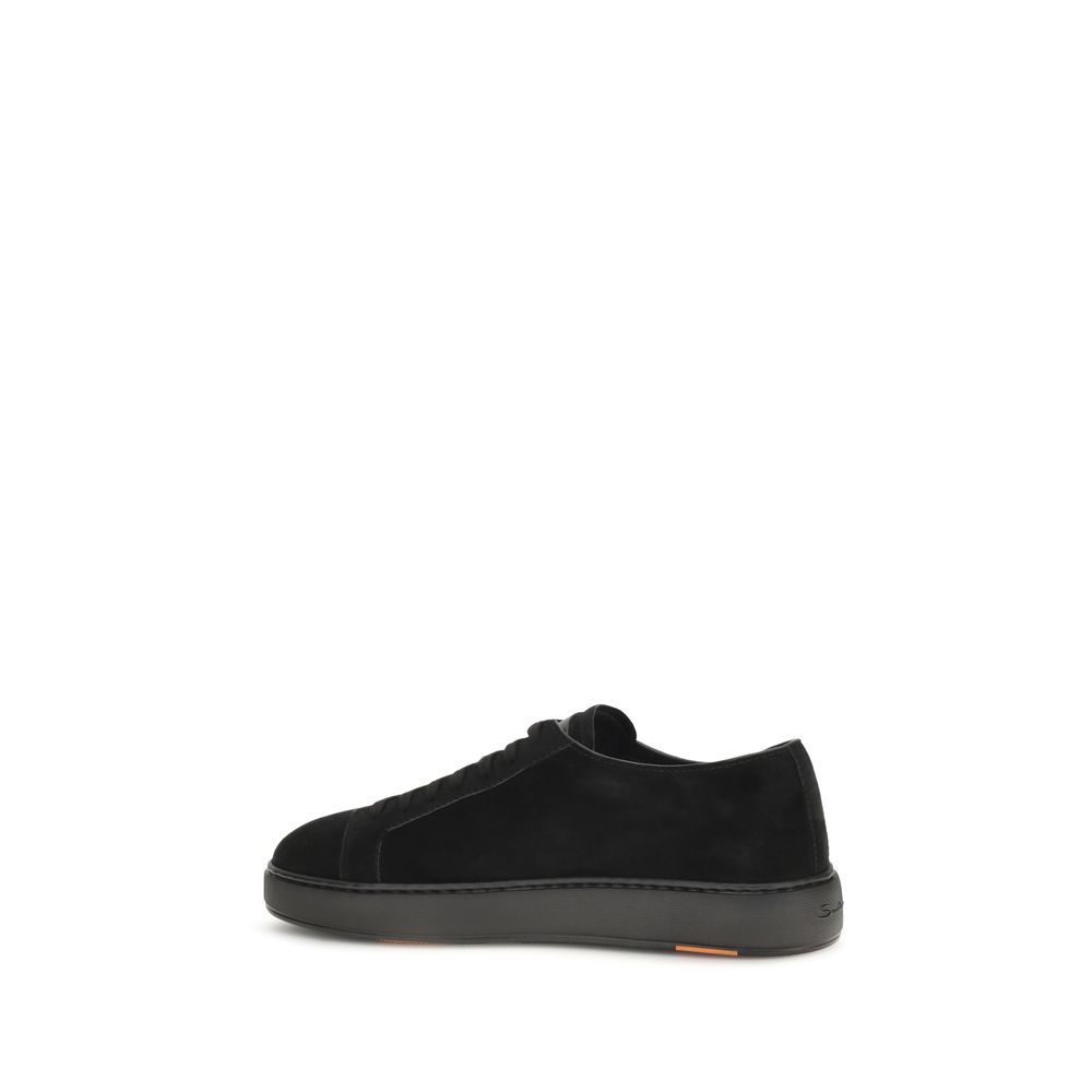 Santoni Black Calf Leather Bos Taurus Low Top Sneakers - immagine 3